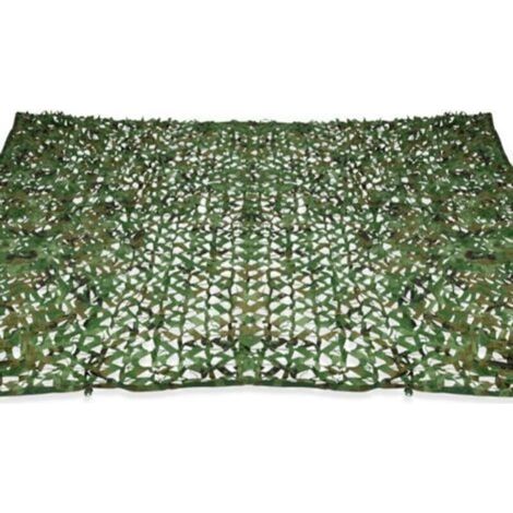 Voile d'ombrage rectangulaire 4x3 m camouflage vert – Protection solaire UV – Fixation rapide sur murs et arbres – Polyester léger (1/5)