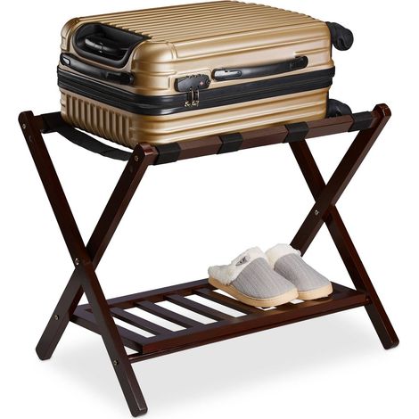 Wooden luggage rack foldup with 2 racks
