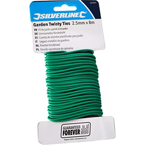 Legacci metallici da giardino riutilizzabili Silverline resistenti al congelamento-2,5 mm x 8 m (1/4)