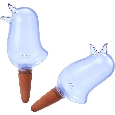 2 pcs Plante Arrosage Bulbe Oiseau Forme Auto-irrigation Pile Auto-arrosage Goutteur Bleu-16.67cm (1/2)
