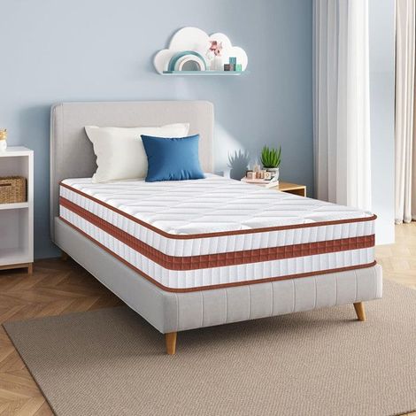 Matelas 90x190 cm Memoire de Forme, Épaisseur 26 cm, Hypoallergénique, Hybride Mousse & Ressorts Ensachés, 8 Zones, Fermeté Moyenne (1/5)