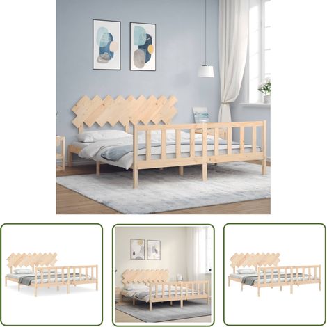 The Living Store Massivholzbett mit Kopfteil - Holzbett - Kiefernholzbett - Massives Holzbett - Boxspringbetten - Lattenrost (1/5)