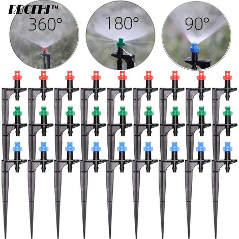 (C-15pcs) Buse de brumisation micro sur piquet de 11 cm avec raccord cannelé 1/4". Convient pour l'arrosage des jardins et serres. (1/4)
