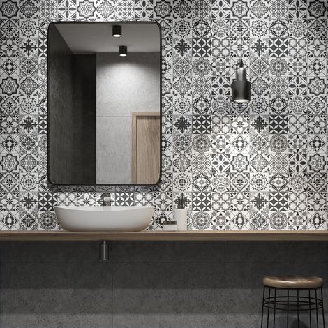 Sticker Mural Carrelage adhésif Cuisine Salle de Bain - 30 STICKERS CARREAUX DE CIMENT AZULEJOS MINCHIA - 30stickers15x15cm (1/5)