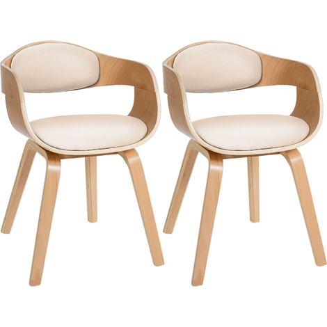 Set de 2 sillas de salón Kingston en polipiel Natural/crema