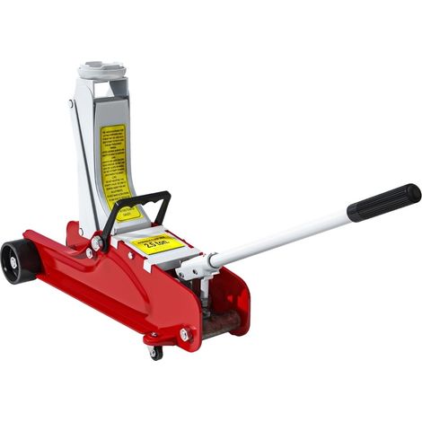 Cric hydraulique roulant en acier, capacité 2,5 tonnes, hauteur 8-38 cm, couleur rouge (1/5)