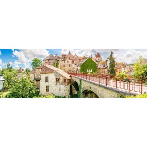 Tableau sur toile pont Carennac 30x97 cm - Impression sur Toile Murale Décorative - Image imprimée en HD sur Toile - Toile sur Châssis en Bois FSC - Fabriqué en France (1/4)