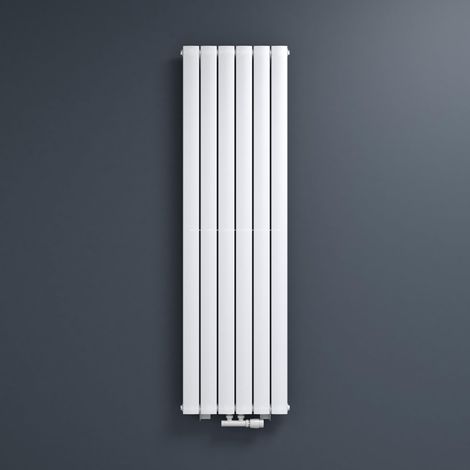 Mai & Mai – Radiateur eau chaude vertical 160x46cm en acier – Blanc – Raccordement 1/2' – Revêtement écologique – Chauffage central ou électrique