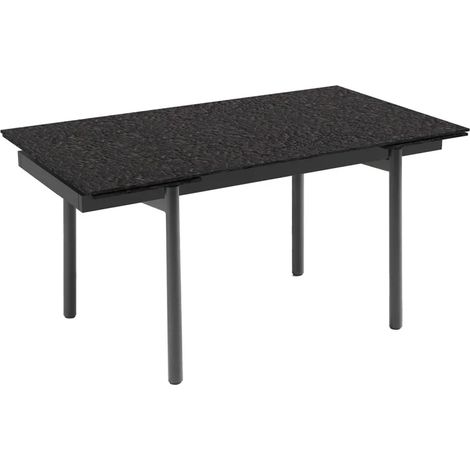 Table extensible 160 à 240 cm verre bullé gris anthracite pieds droits - ATLANTA 09