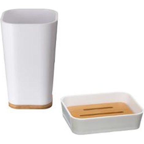 Porte Savon & Gobelet "Natureo" 11cm Blanc (1/4)
