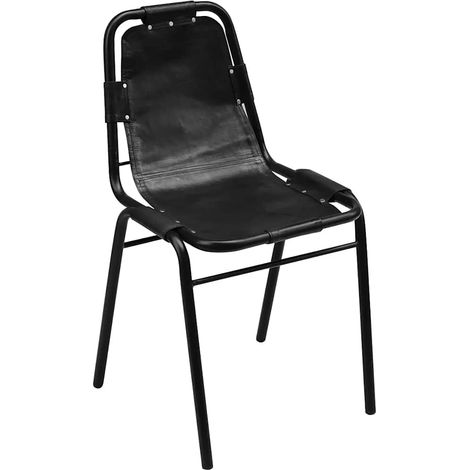 Maison Exclusive - Sedie da Pranzo 2 pz Nere in Vera Pelle (1/5)