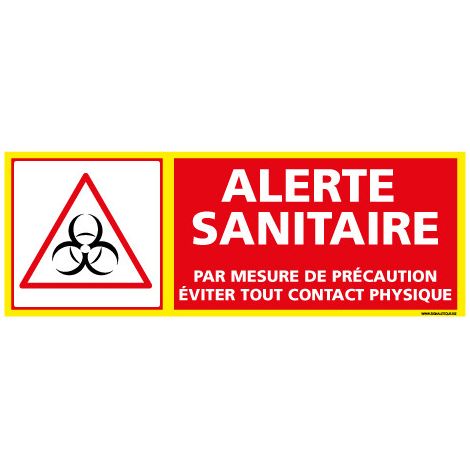 PANNEAU ALERTE SANITAIRE COVID19 - EVITER TOUT CONTACT PHYSIQUE (C1509) - Adhésif - 210 x 75 mm