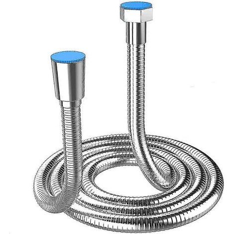Flexible de douche extra long de 5 m en acier inoxydable, avec raccord en laiton massif, universel, anti-éclatement, finition chromée (500 cm) - CE (1/5)