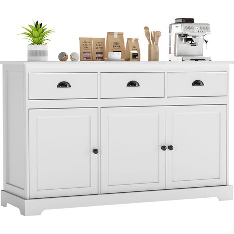 COSTWAY Kitchen Buffet Sideboard Wooden Storage Cupboard Cabinet with Adjustable Shelf (1/5)