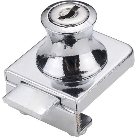 Serrure de porte en verre,Serrure en acier chromé,écran en verre de verrouillage,Serrure pour des portes en verre Serrure vitrine avec, pour la porte en verre de 5-8mm foret avec 2 clés