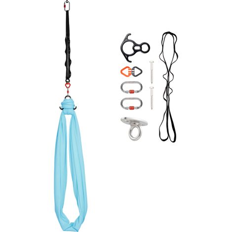 Mophorn Hamaca de yoga aérea con capacidad de 136,07 kg, fabricada en tela de nailon, incluye cuerda tipo margarita y bolsa PE con cierre. Ideal para ejercicios antigravedad. azul, 2650 x 1490 mm. (1/5)