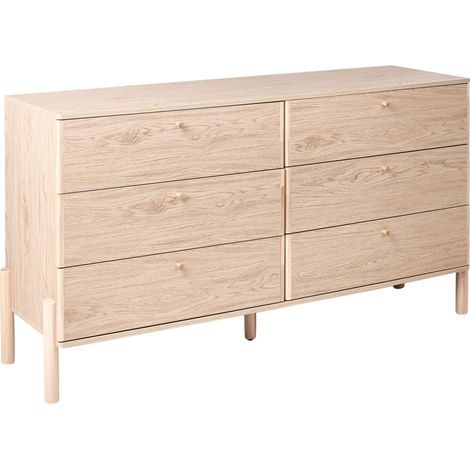 Cassettiera a 6 cassetti in truciolato con gambe in legno massello stile scandinavo marrone chiaro Collins