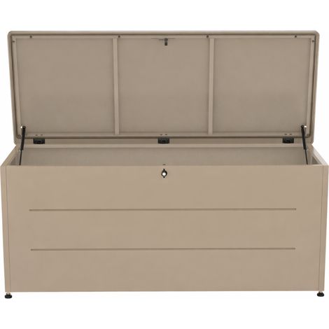 Coffre de jardin 800L taupe – Grand rangement extérieur en acier galvanisé (1/5)