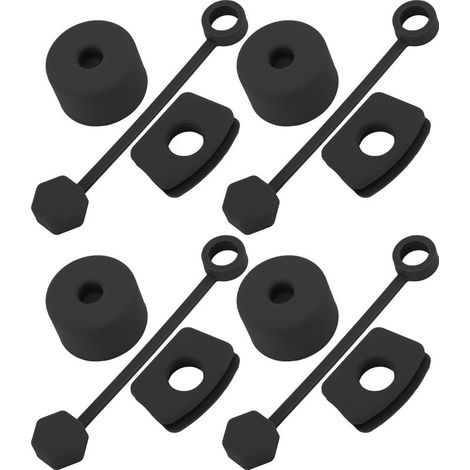 4 Pièces Bouchons Anti-Fuites en Silicone pour Tasse, Couvercles Carrés et Ronds avec Couvre-Paille, Accessoires Gobelets Noirs (1/5)