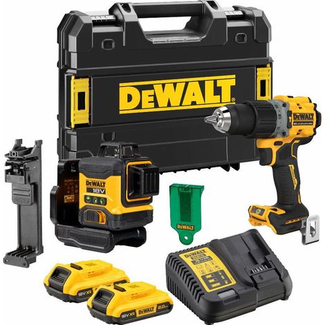 Kit 2 utensili DEWALT Laser multilinea 3x360° DCLE34031 + Trapano DCD805 - DCK2095D2T-QW