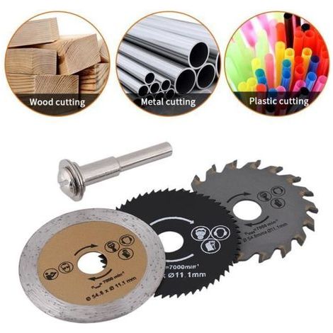 3 Pcs Lames de mini-scie circulaires HSS disque de coupe pour couper bois (1/4)