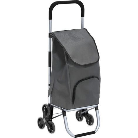 Grey Aluminium Lightweight Shopping Grocery Trolley with Stair Climbing Wheels (1/5)
