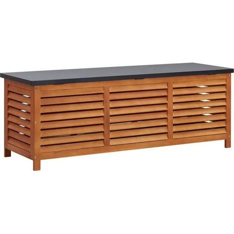 Banc de rangement métal et eucalyptus massif clair Amty 150cm (1/3)