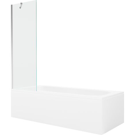 Mexen Vega bañera rectangular 160 x 70 cm con revestimiento y mampara de 1 hoja 60 cm, transparente, cromo (1/5)