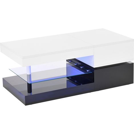 Mesa de centro moderna con LED, control APP y Bluetooth, 90 x 45 x 35,5 cm (1/5)