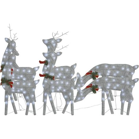 Renos de Navidad 6 piezas de malla blanco frío plateado vidaXL (1/5)