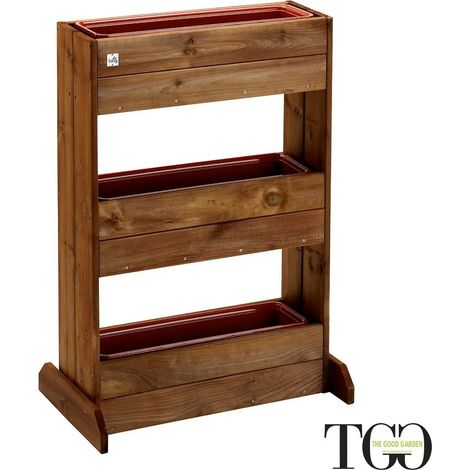 Scaffale Aiuola 3 Fioriere Portavaso in Legno MissFlora per piante 71 x 34 x 103 cm (1/2)