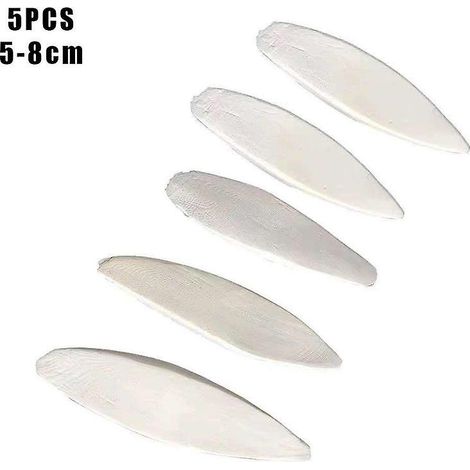 Lot de 5 os de seiche taillés (5-8 cm) de différentes tailles, complément de calcium pour animaux de compagnie, pour le nettoyage des dents, perroquet, hamster, escalade, nourriture à mâcher, concombr (1/4)