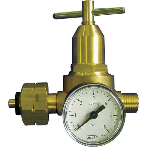 Regulador de presión propano con manómetro 0.5-6bar 18 kg / hW 21.8x1 / 14 inch LH KAYSER