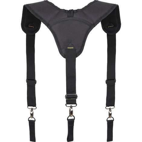 1 x bretelles, 3 clips métalliques, tissu polyester nylon, sangles réglables, rembourrées mousse, pour électricien charpentier (1/5)