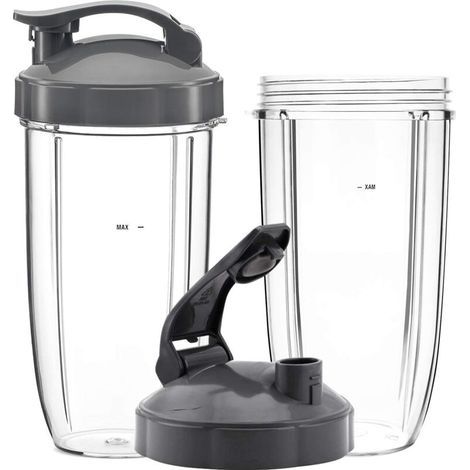 Ensemble de 2 pièces de rechange compatibles avec Nutribullet 600W/900W, 2 gobelets de 32 oz avec couvercles rabattables compatibles avec les presse-agrumes haute vitesse Nutribullet (1/4)