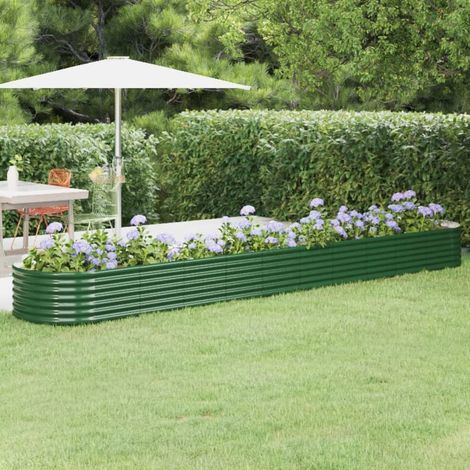 Jardinière - Balconnière à fleurs Acier enduit de poudre 440x80x36 cm Vert BV924354 - BonneVie (1/5)
