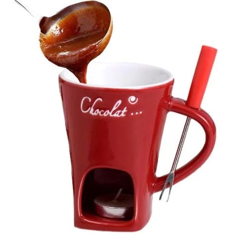 Tasse Fondue Chocolat, Fondue Chocolat Bougie, Chauffe-Beurre en Céramique, Tasse À Fondue Au Chocolat Personnelle De 130 ML (1/4)