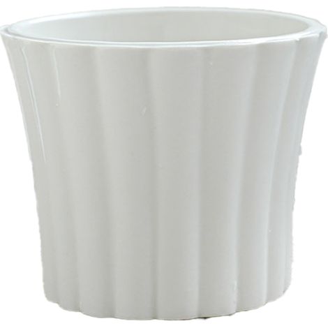 Pot De Fleurs En Céramique - Avec Soucoupe Et Trou De Drainage - Pour Intérieur Et Extérieur - Blanc - Lot De 1 (1/5)