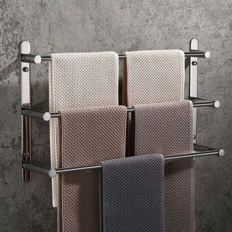 Porte-Serviettes - Acier Inoxydable 304 - 60 cm - 3 Barres - Salle De Bain Cuisine - 1 Pièce (1/4)
