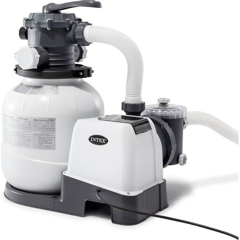 Intex – Filtre à sable 7,9 m³/h – Débit max 2100 gal/h – Puissance 370 W – Diamètre 305 mm – Connexion 38 mm – Commande 6 fonctions