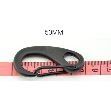 Ovaler Haken (50 mm) aus schwarzem Edelstahl 316 mit Drahtseil, Schnellhaken, Einzelhaken, Einzelschlaufe für Taucher, Yachtzubehör, schwarz, 50 mm, 0,01 kN (1/3)