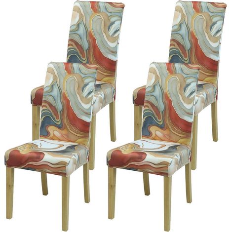 Stuhlbezüge 4er Set, Jacquard Stretch, Felsenmuster, waschbar (1/5)