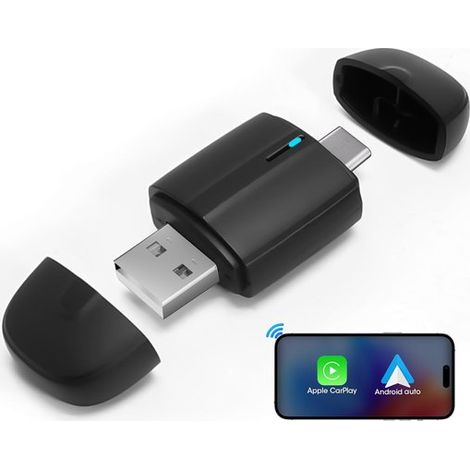 Adaptador CarPlay, inalámbrico 2 1 CarPlay Android Auto, CarPlay, conexión Plug, CarPlay Android, CarPlay inalámbrico, CarPlay inalámbrico, Negro (1/5)