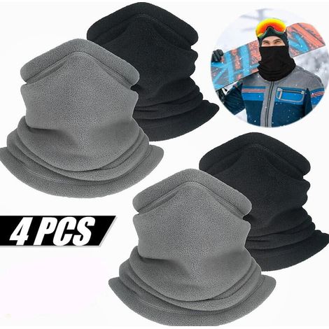 Tour de cou multifonction, lot de 4 en polaire, 15 x 11 x 6 cm, noir, gris (1/5)