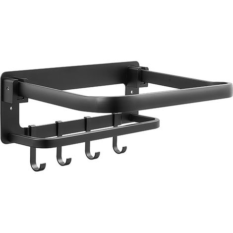 Étagère de rangement pliable pour lavabo salle de bain, aluminium mural, gain de place, sèche-linge avec crochets, pour cuisine et salle d'eau (1/5)