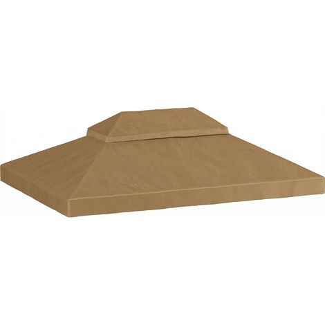 Ersatzdach für einen 4x3 m großen Pavillon, Doppeldach mit Ablauflöchern, 370 g/m² Polyester, beige