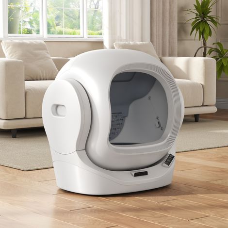 Lettiera automatica connessa per gatti, 68 L, contenitore 8 L, sensore IR, bianca DESVIAE (1/5)