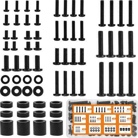Kit de vis universel pour fixation TV (avec boîte), vis et rondelles M4, M5, M6 et M8, vis de rechange pour fixation TV, 68 pièces (1/5)