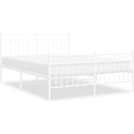 Maison Exclusive - Cadre de lit métal sans matelas et pied de lit blanc 135x190 cm (1/5)