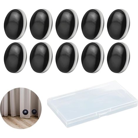 10 Leste Rideau, Aimant 4 Cm Noir, ABS Fer, Fixation Stable, Pour Douche Maison